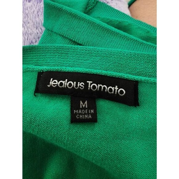 Unique Vintage Jealous Tomato Green Wrap Sweater Crop Top Size M - Picture 7 of 10